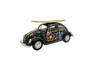 Miniatura Volkswagen Fusca Preto Classic Surf Metal 1:24 Miniatura Volkswagen Fusca Preto Classic Surf Metal 1:24