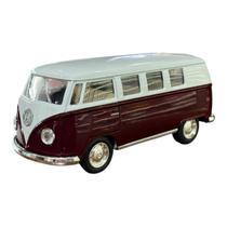 Miniatura Volkswagen Kombi Bordô e Branco Kinsmart 1:32