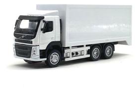 Miniatura Volvo Baú Transporte C/ Luz E Som 1:50 California Cor Branco