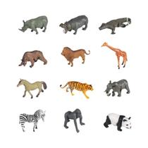 Miniaturas de Animais da Selva - 12 Peças (Elefante, Girafa, Tigre, Panda, Leão)