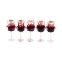 Miniaturas De Garrafas De Vinho Tinto Em Resina Copos 5 Peças Acessórios De Mobiliário Para Casa De