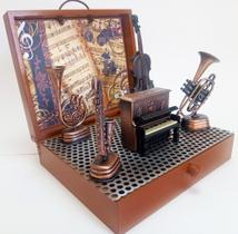 Miniaturas decorativas de Instrumentos Musicais e metal com Contrabaixo