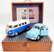 Miniaturas decorativas Fusca 1967 Classical Beetle e Kombi 1962 Volkswagen Classical Bus em metal