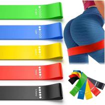 MiniBand Kit 5 Faixa Elástica Niveis Diferentes Treino Exercícios Yoga Fisioterapia Pilates Academia Força Resistencia
