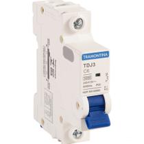 Minidisjuntor TDJ3 1 P 6 A 3 kA curva C Tramontina