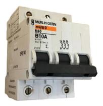 Minidisjuntor tripolar merlin gerin k60 10a curva b de 3 polos