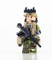 Minifigura Battle Brick Modern British SAS Commando com 4 cm de altura Minifigura Battle Brick Modern British SAS Commando com 4 cm de altura