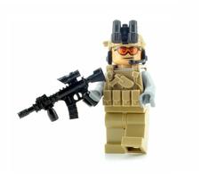 Minifigura Battle Brick Tan Army Soldier com acessórios