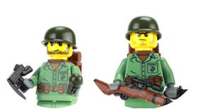Minifigura colecionável Battle Brick US Marine WW2 com 4 cm de altura