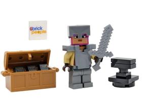 Minifigura LEGO Minecraft Knight com peito, bigorna e espada Minifigura LEGO Minecraft Knight com peito, bigorna e espada