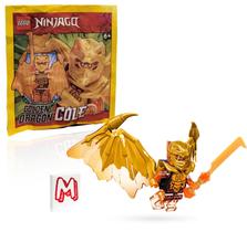 Minifigura LEGO NINJAGO Crystalized Cole com dragão dourado Minifigura LEGO NINJAGO Crystalized Cole com dragão dourado