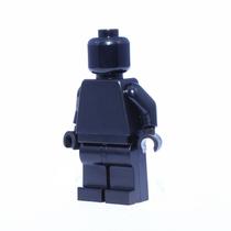 Minifigura LEGO Plain, toda preta, monocromática, cabeça, torso, braços Minifigura LEGO Plain, toda preta, monocromática, cabeça, torso, braços
