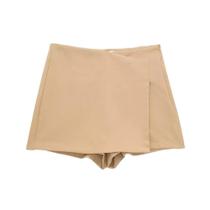Minissaia Assimétrica de Cintura Alta - Shorts para Mulheres (Preto e Rosa) - Moda Outono