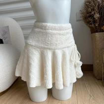 Minissaia Branca Kawaii De Cintura Alta Para Mulheres, Estilo Preppy Fofo Com Cadarço, Modelo Slim