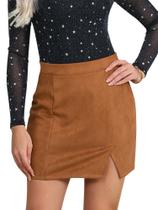 Minissaia Ezcosplay, camurça sintética, lápis de cintura alta, Bodycon