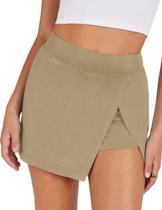 Minissaia feminina Skort Lianlive, cintura alta, algodão preto Minissaia feminina Skort Lianlive, cintura alta, algodão preto