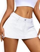 Minissaia IWD Jeans de cintura baixa Micro Skort branca grande Minissaia IWD Jeans de cintura baixa Micro Skort branca grande