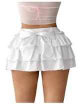 Minissaia Milumia Y2K Bow Kont, cintura elástica, babados, bainha