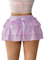 Minissaia Milumia Y2K Bow Kont, cintura elástica, babados, bainha Minissaia Milumia Y2K Bow Kont, cintura elástica, babados, bainha