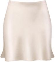 Minissaia Reaowazo de cetim de cintura alta com babados, Bodycon, bege Minissaia Reaowazo de cetim de cintura alta com babados, Bodycon, bege