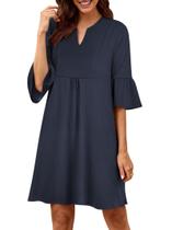 Minivestido ANRABESS, casual de verão, decote em V, com babados, azul, feminino