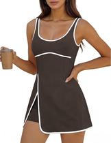 Minivestido atlético de treino Athlisan sem mangas, café feminino Minivestido atlético de treino Athlisan sem mangas, café feminino