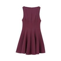Minivestido feminino queimado, decote barco, sem mangas, vestidos femininos, moda chique Minivestido feminino queimado, decote barco, sem mangas, vestidos femininos, moda chique