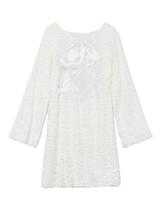 Minivestido HOCANDY Sparkly Sparkly Sequin, manga comprida, sem encosto, branco