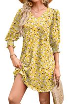 Minivestido WIHOLL Plus Size com decote em V e manga 3/4 para mulheres