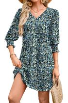 Minivestido WIHOLL Plus Size com decote em V e manga 3/4 para mulheres