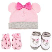 Minnie Mouse da Disney Baby Girls Take Me Home Layette Gift Set - 3 Piece Hat, Booties, and Mittens (Newborn), Size Age 0-3M, Pink, Size 0-3 Months, Minnie Pink Giftset