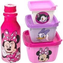 Minnie Rosa Potes e Garrafa Micro-ondas Freezer Kit Lanche