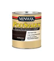 Minwax PolyShades Espresso Satin para Hogar, Cuarto de Galón Minwax PolyShades Espresso Satin para Hogar, Cuarto de Galón