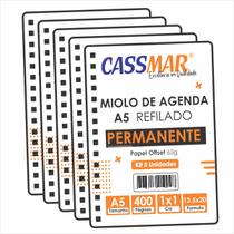 Miolo de Agenda A5 permanente 20,5x13,5 cm kit com 05 uni