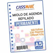 Miolo de Agenda Permanente Preto A5 20X13,5 Cm com 176 Folhas