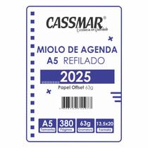 Miolo de Agenda Refilado 2025 Azul 190fls Cassmar 01un