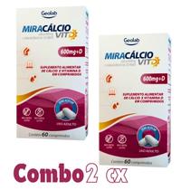 MIRACALCIO 600MG +400UI 60CP CALCIO ossos e dentes Kit2