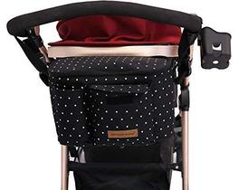 Miracle Baby Stroller Organizer Bag para a mãe, Baby Trolley Bag - Compatível com qualquer carrinho de bebê - Multifuncional de grande capacidade 31x20x18 CM (Black White Star)