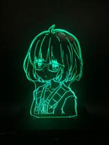 Mirai Kuriyama Luminária Led, 16 Cores+ Controle, Anime, Abajur - Avelar Criações