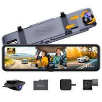 Mirror Dash Cam Martalk K80 3 canais 4K frontal 1080P traseiro
