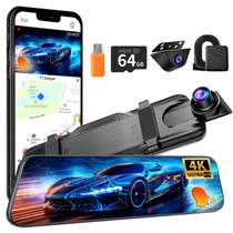 Mirror Dash Cam QOZ 4K frontal e tela de 10" com visão traseira 1080P