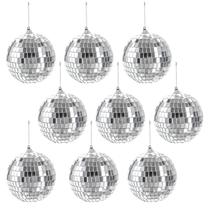 Mirror Disco Ball Suwimut, 10 cm, pendurado em prata, pacote com 9