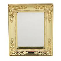 Mirror Dollhouse em miniatura em escala 1:12 com moldura dourada de plástico