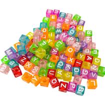 Missangas de letras quadradas 6mm coloridas crie suas bijuterias em geral 300 peças
