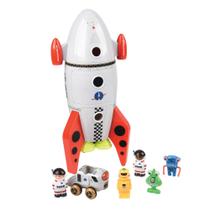 Missão espacial Toy Rocket Ship CP Toys com astronautas e alienígenas Missão espacial Toy Rocket Ship CP Toys com astronautas e alienígenas