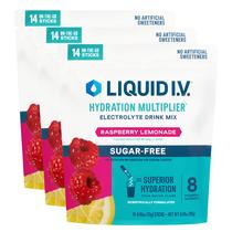 Mistura de bebida eletrolítica em pó líquida I.V. Hydration Multiplier, limonada de framboesa sem açúcar, pacote com 3 unidades (42 porções) Mistura de bebida eletrolítica em pó líquida I.V. Hydration Multiplier, limonada de framboesa sem açúcar, pacote com 3 unidades (42 porções)