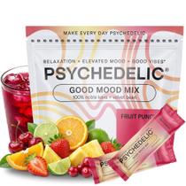 Mistura para Bebida Psychedelic Water Bom Humor Sabor Ponche de Frutas 14 sachês