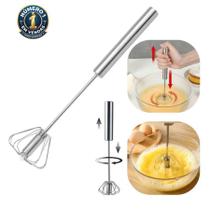 Misturador Batedor de Ovos Semi-automatico Giratório Inox 31cm Misturador Batedor de Ovos Semi-automatico Giratório Inox 31cm