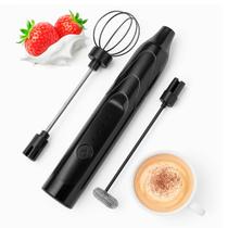 Misturador de Bebidas Batedor de Ovos Mini Mixer Multi Uso Fuê Portátil Recarregável USB Haste em Inox