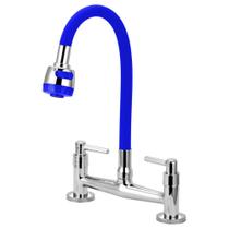 Misturador de Cozinha Flexível Gourmet dois Jatos Azul Mesa 1/4 de Volta